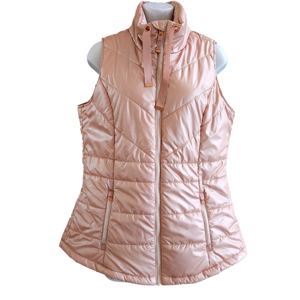 Maurices Puffer Vest Womens Medium Pink Quilted Zip Up Sleeveless Jacket Pockets